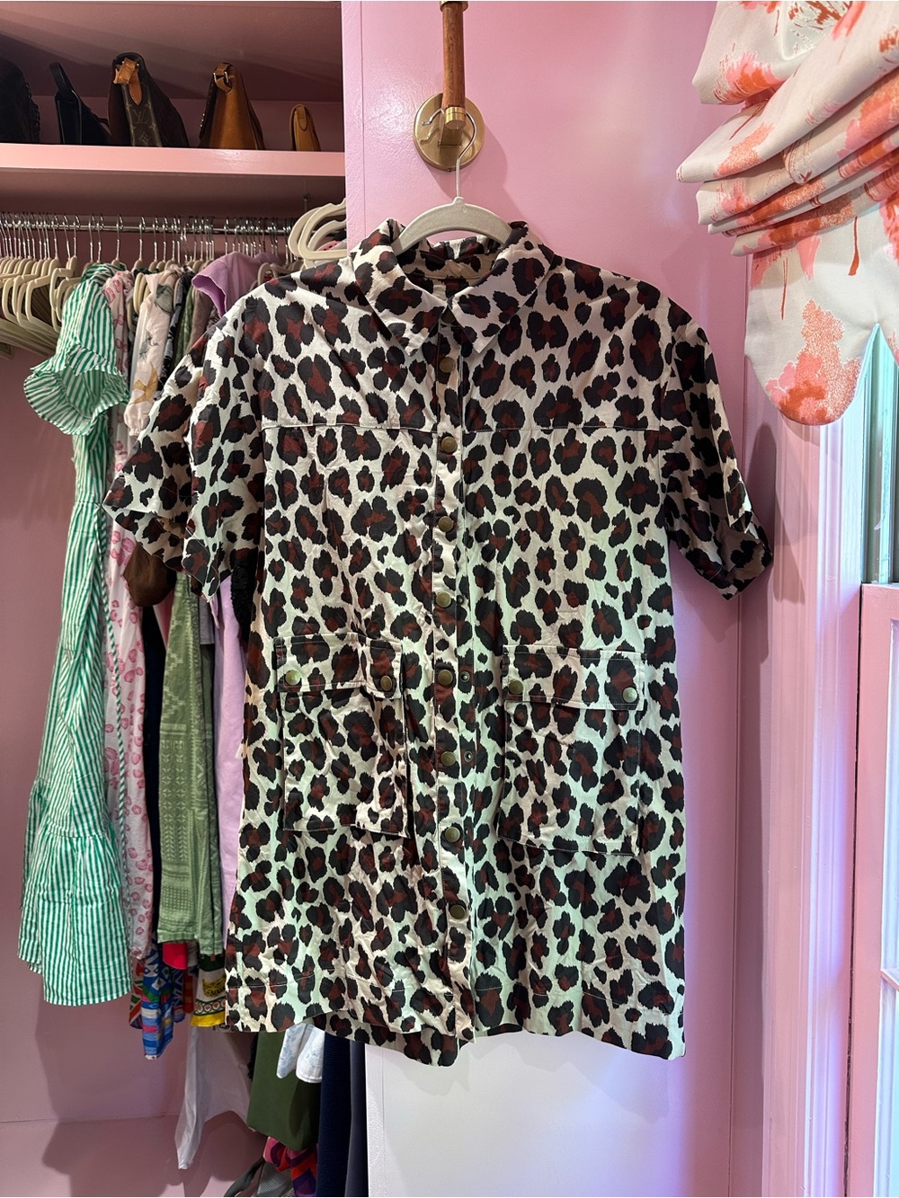 Leopard Print Short Sleeve Dress